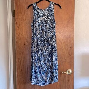 NIC + ZOE Blue and White Water Drops Sleeveless Sheath Dress